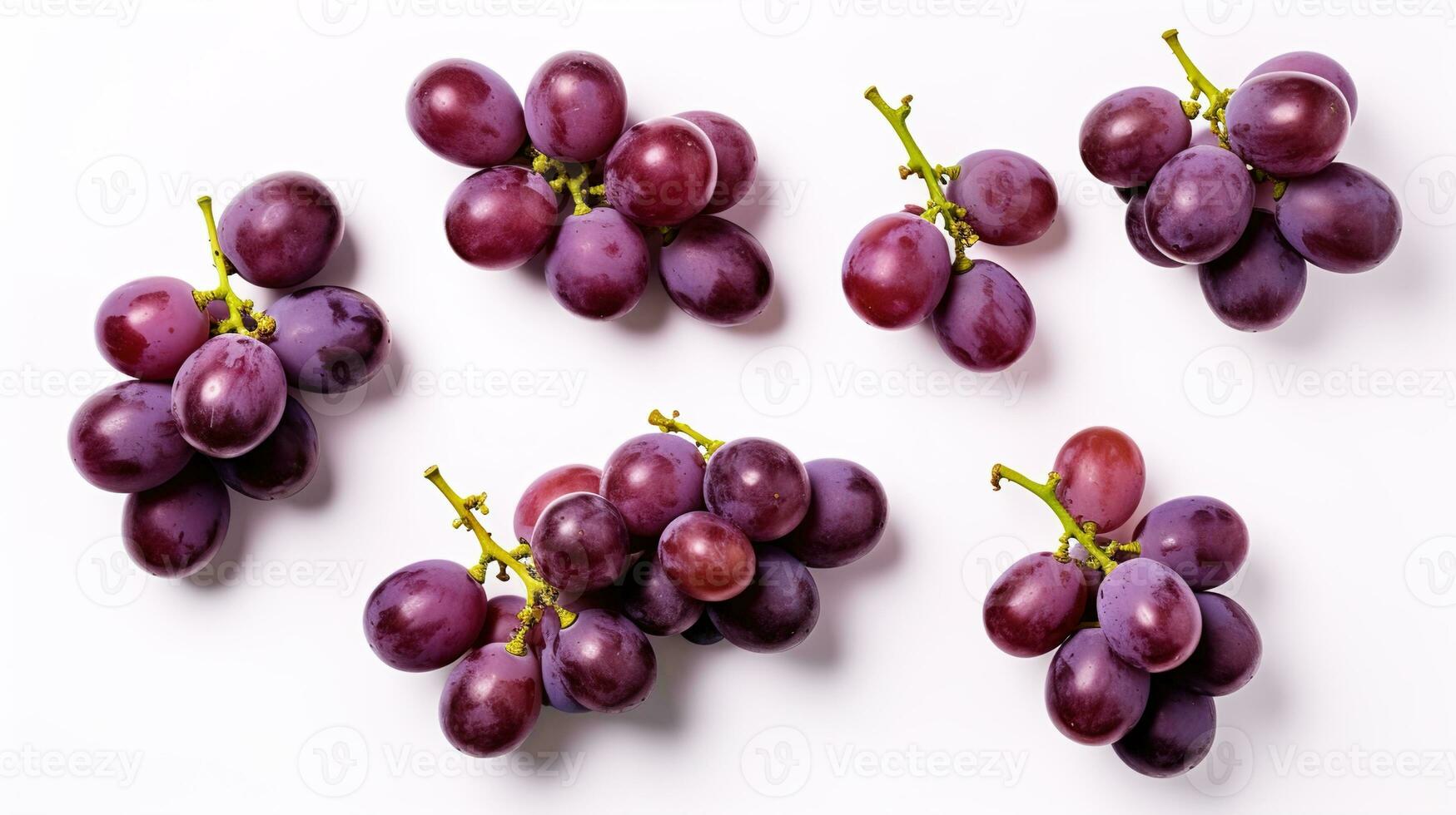 Vibrant and Juicy Fresh Grapes, Harvested from an Organic Vineyard, Isolated on a Clean White Background, Showcasing the Natural Beauty and Ripe Bounty of Grape Clusters in Close-Up, Ai generative photo