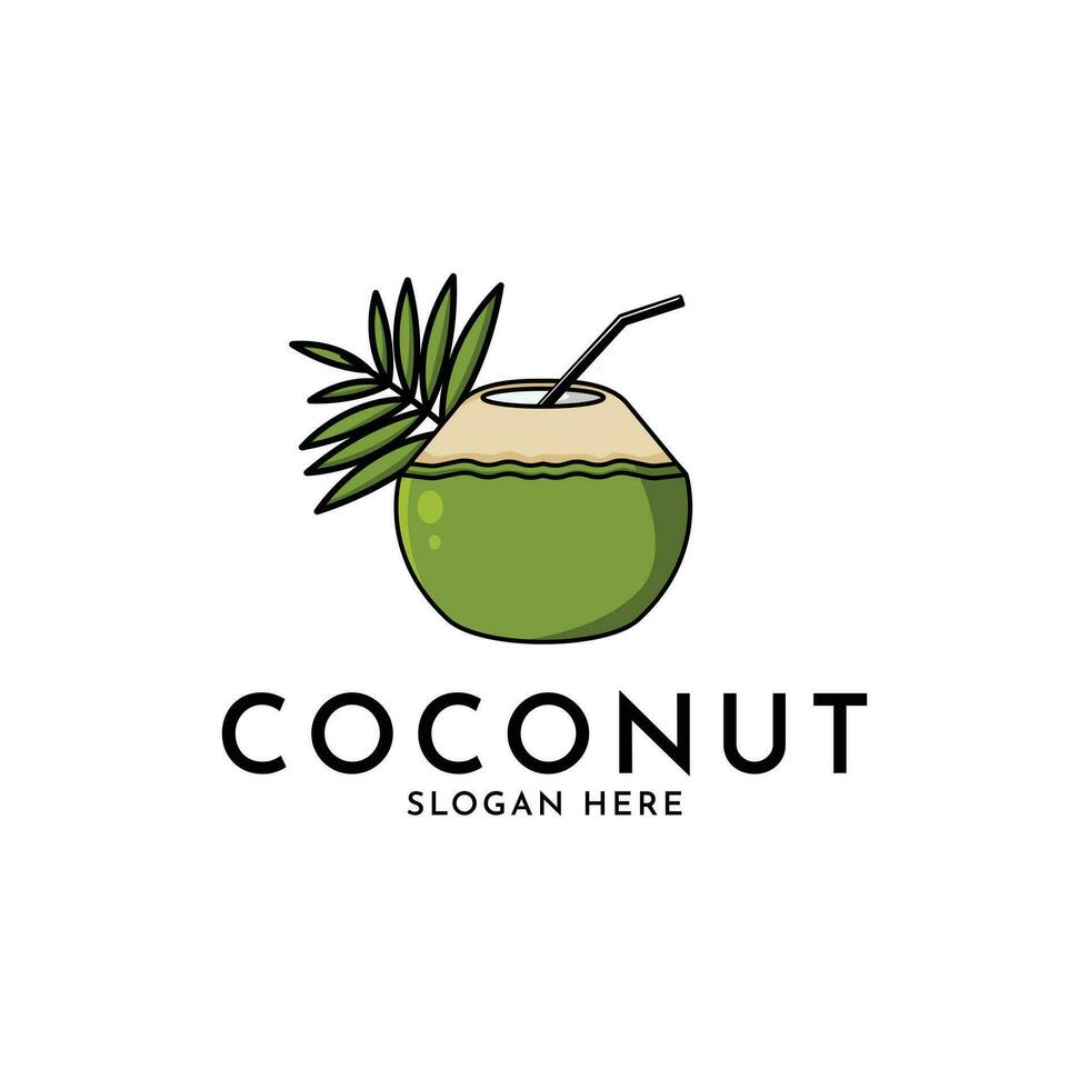 Coconut drink logo design idea vector