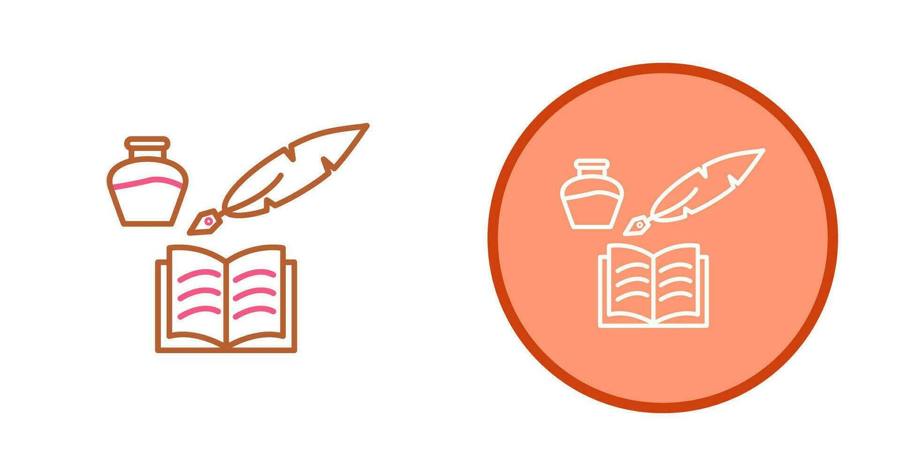 Unique Quill and Book Vector Icon
