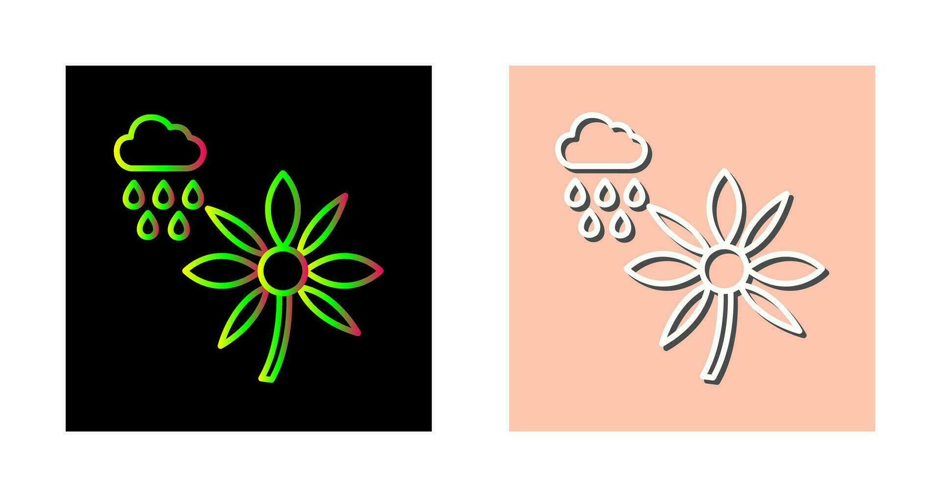 Flower with rain Vector Icon