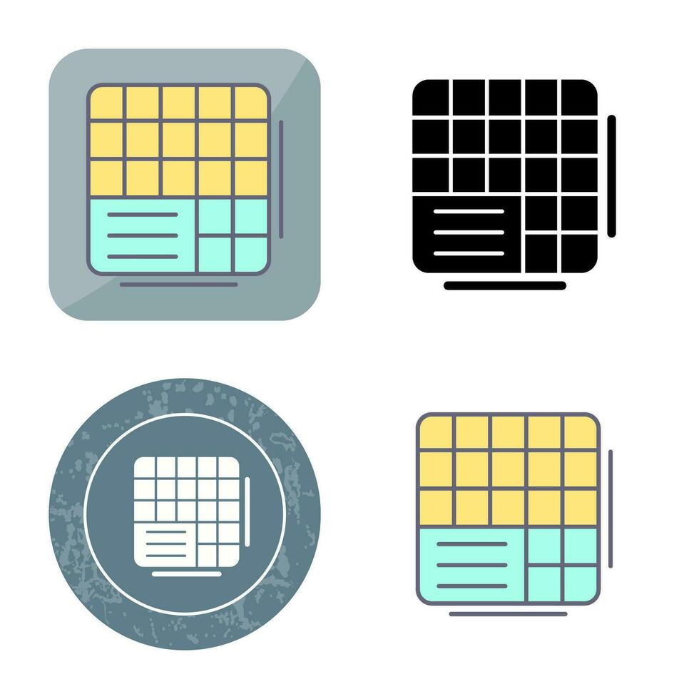 Table Data Vector Icon