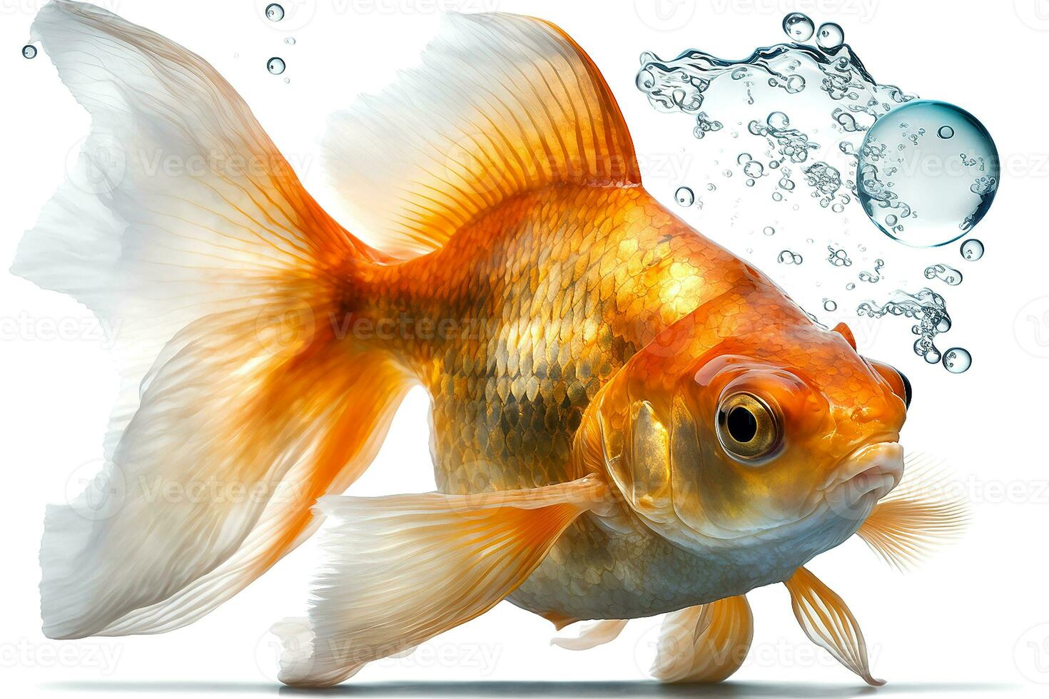 Gold fish isolated on white background, generative ai photo