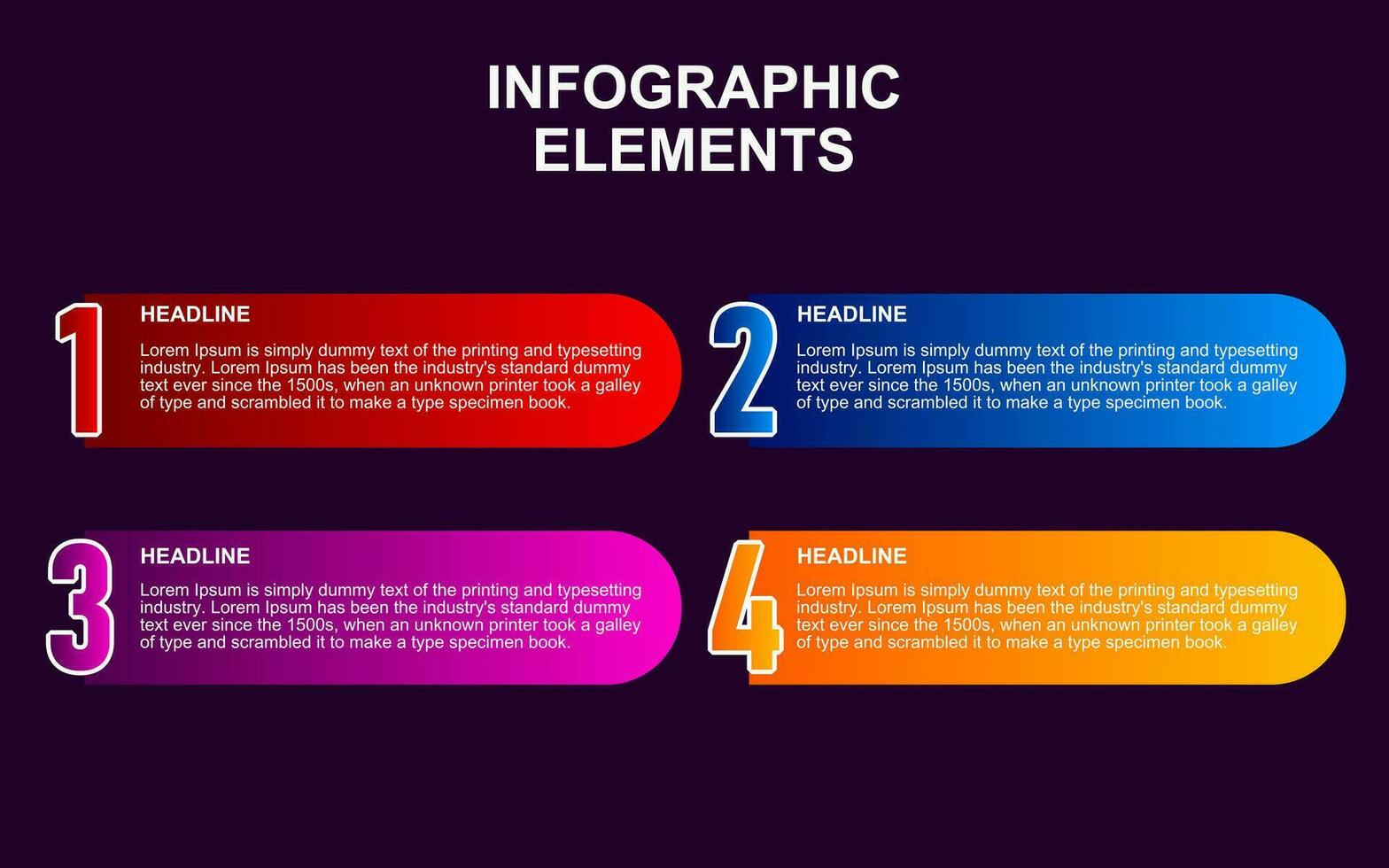 infographic element design with 4 colorful steps for presentation and business. infographic planning design for presentations. vector