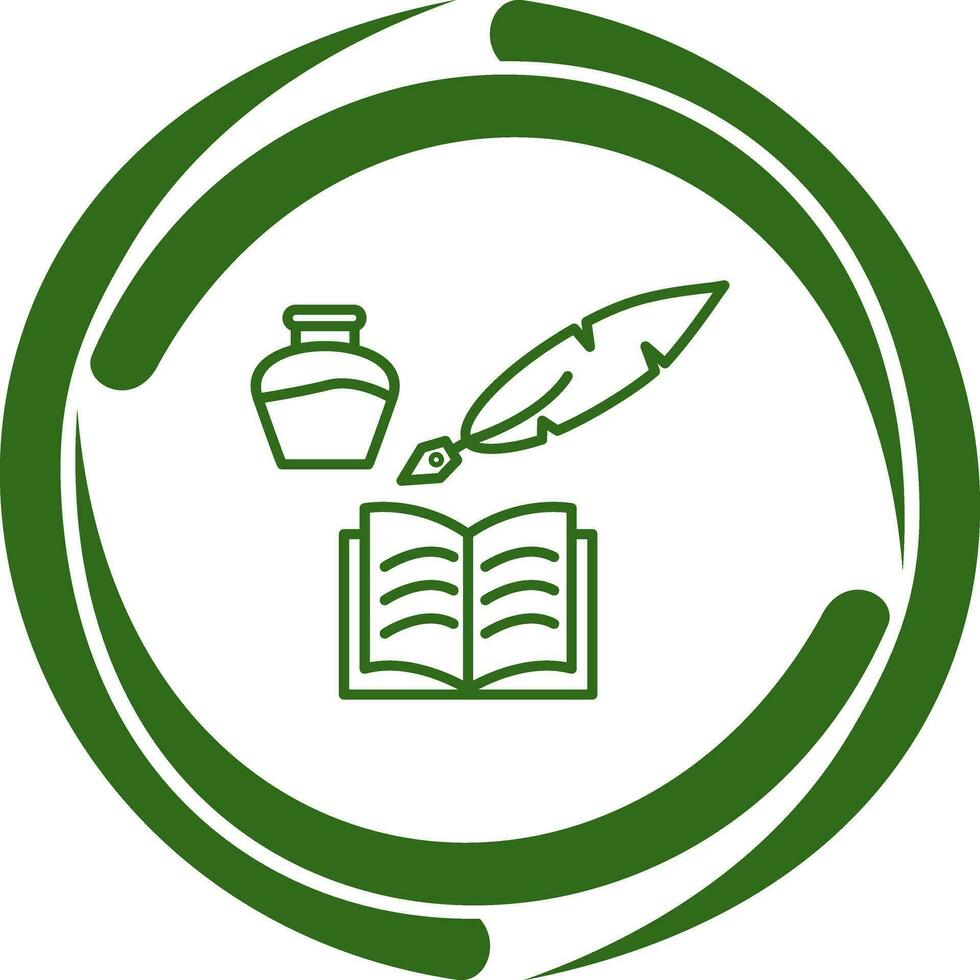 Unique Quill and Book Vector Icon