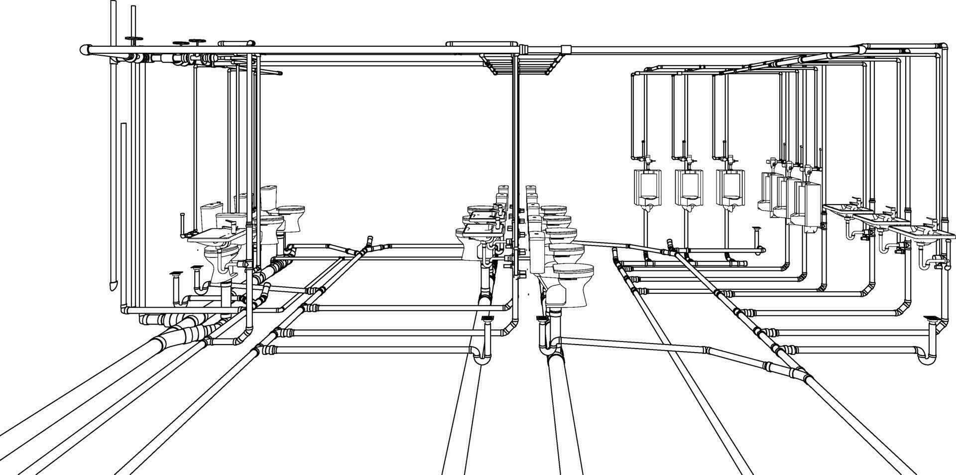3D illustration of building piping vector