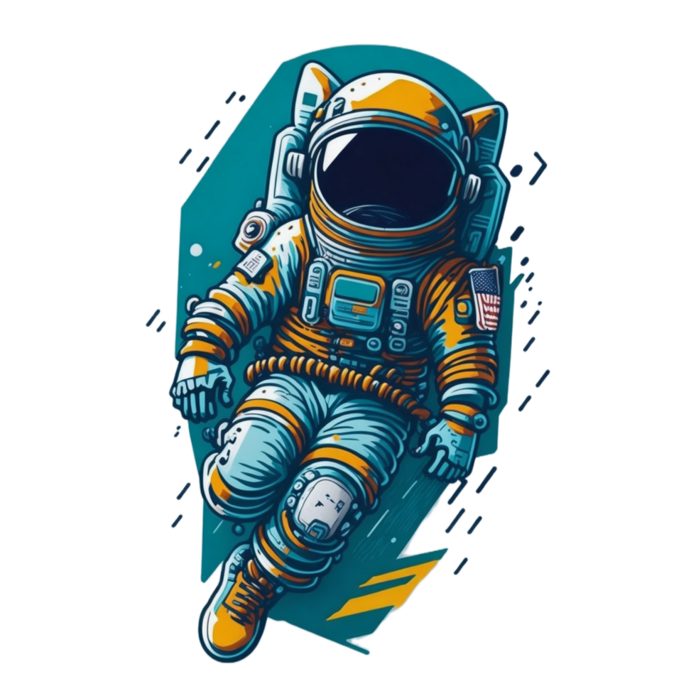 Astronaut cartoon sticker PNG transparent background ai generative