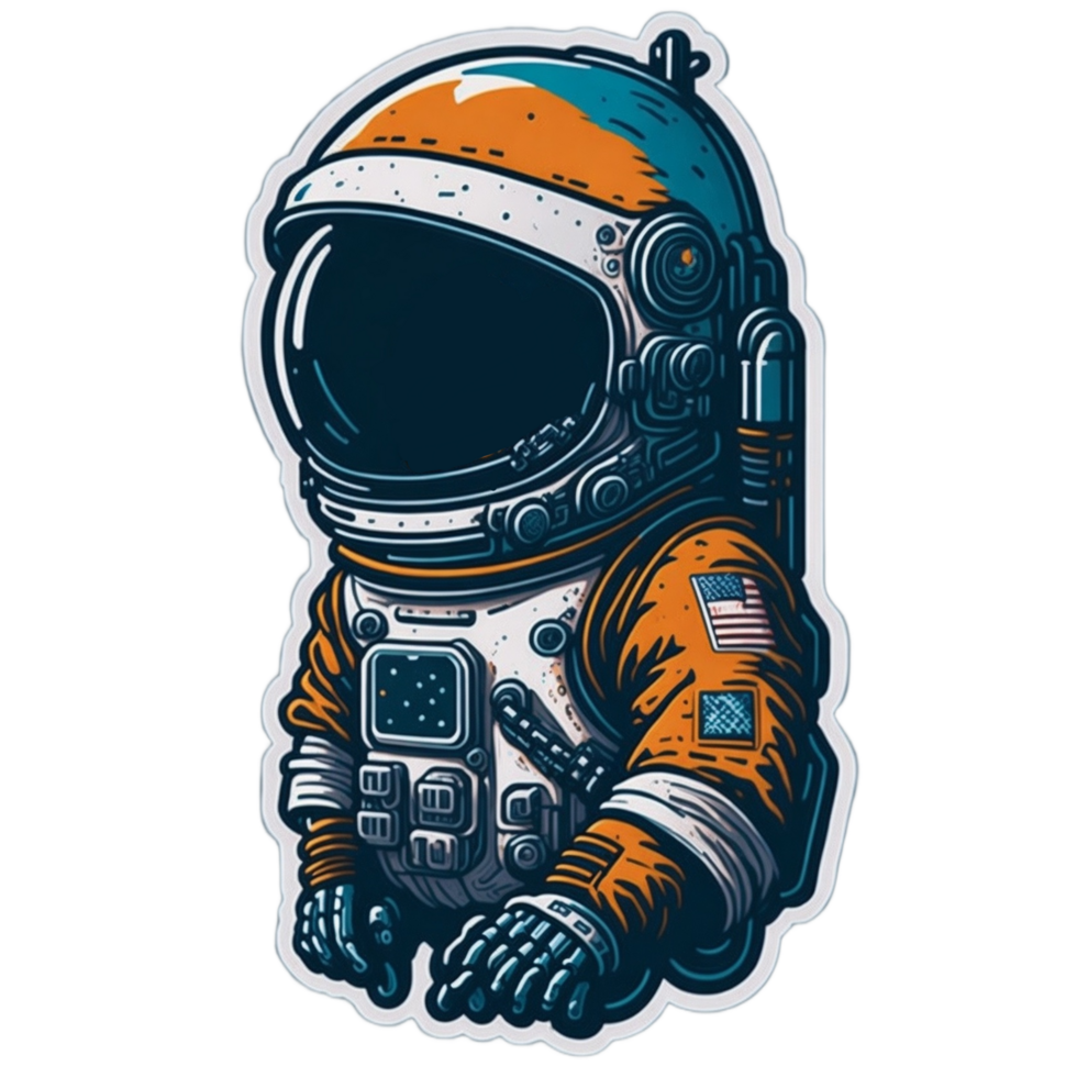 Astronaut cartoon sticker PNG transparent background ai generative