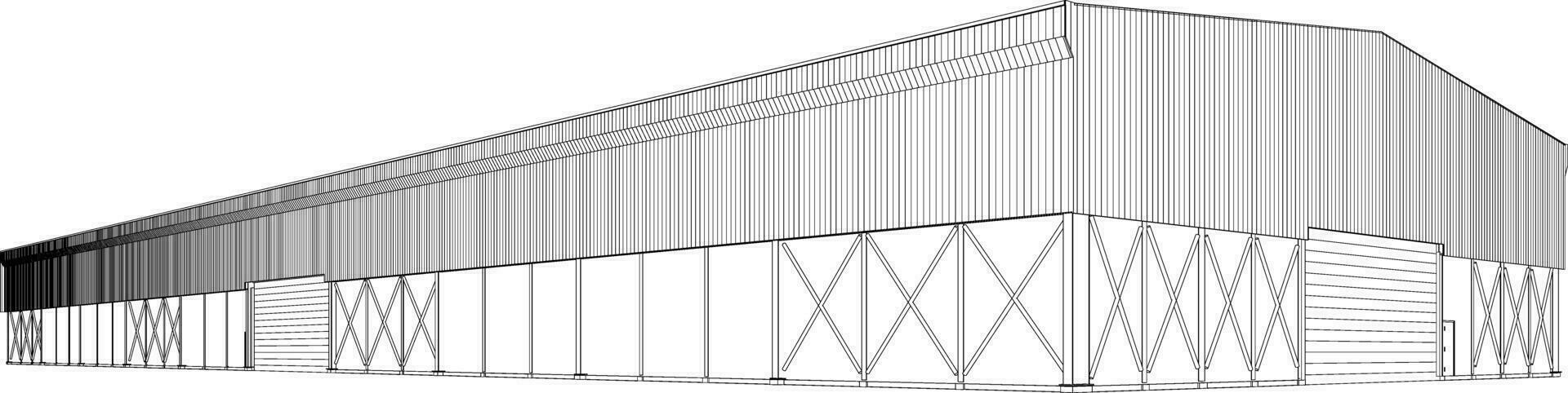 3D illustration of industrial building vector