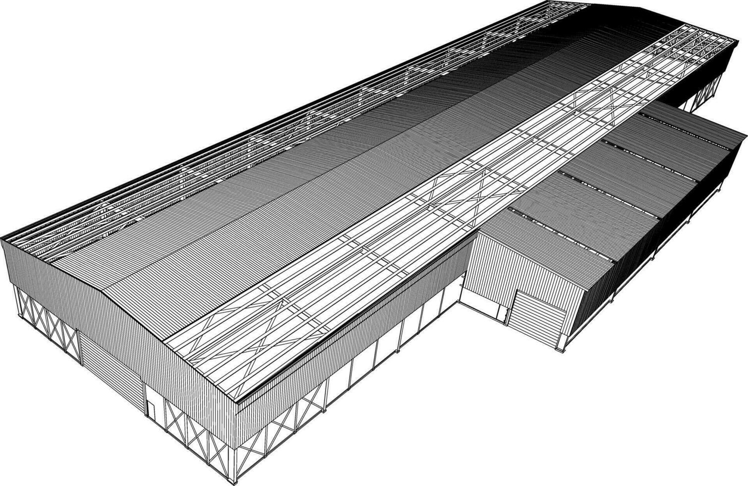 3D illustration of industrial building vector