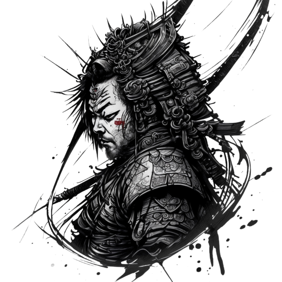 Samurai Illustration PNG Transparent Background Ai Generative