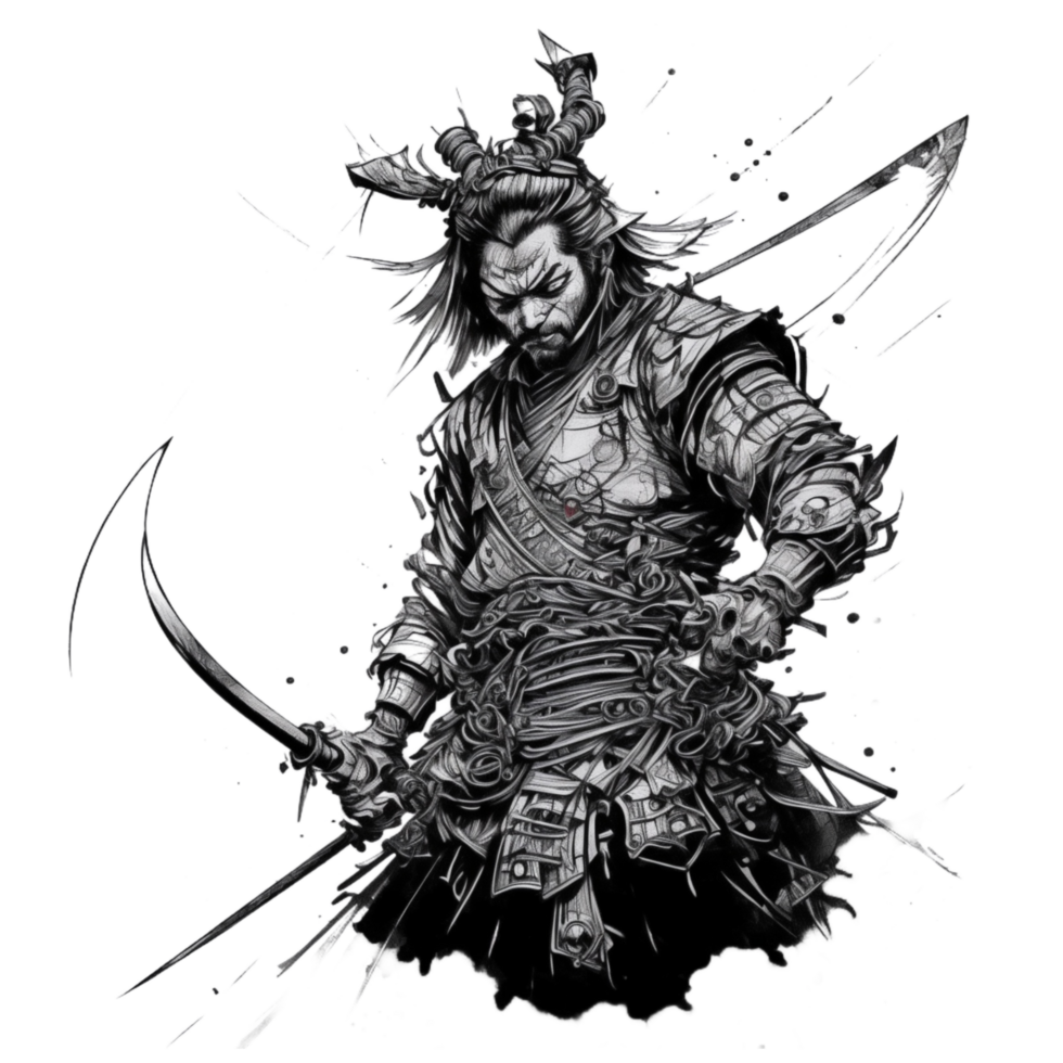 samuraj illustration png transparent bakgrund ai generativ