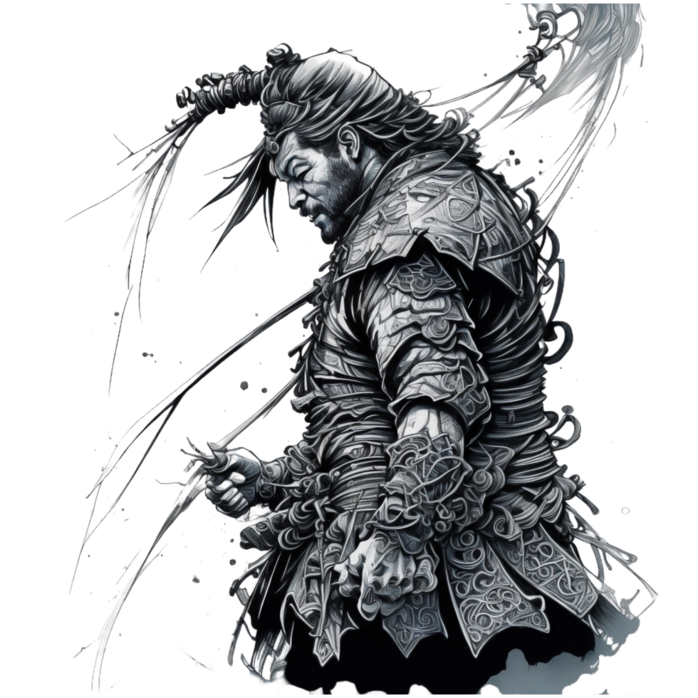 Samurai Illustration PNG Transparent Background Ai Generative