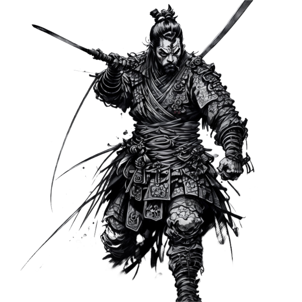 Samurai Illustration PNG Transparent Background Ai Generative