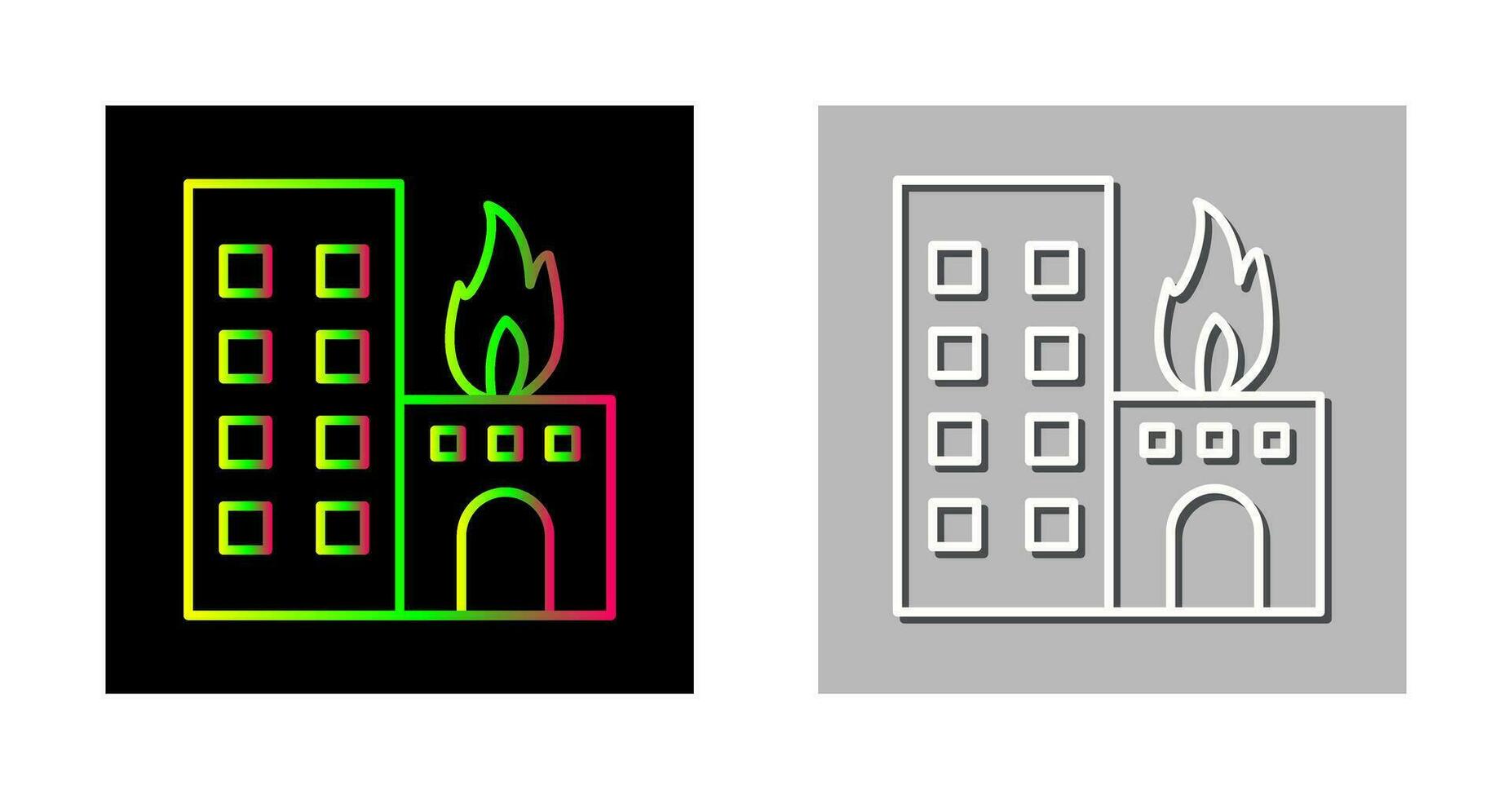 icono de vector de edificio en llamas único