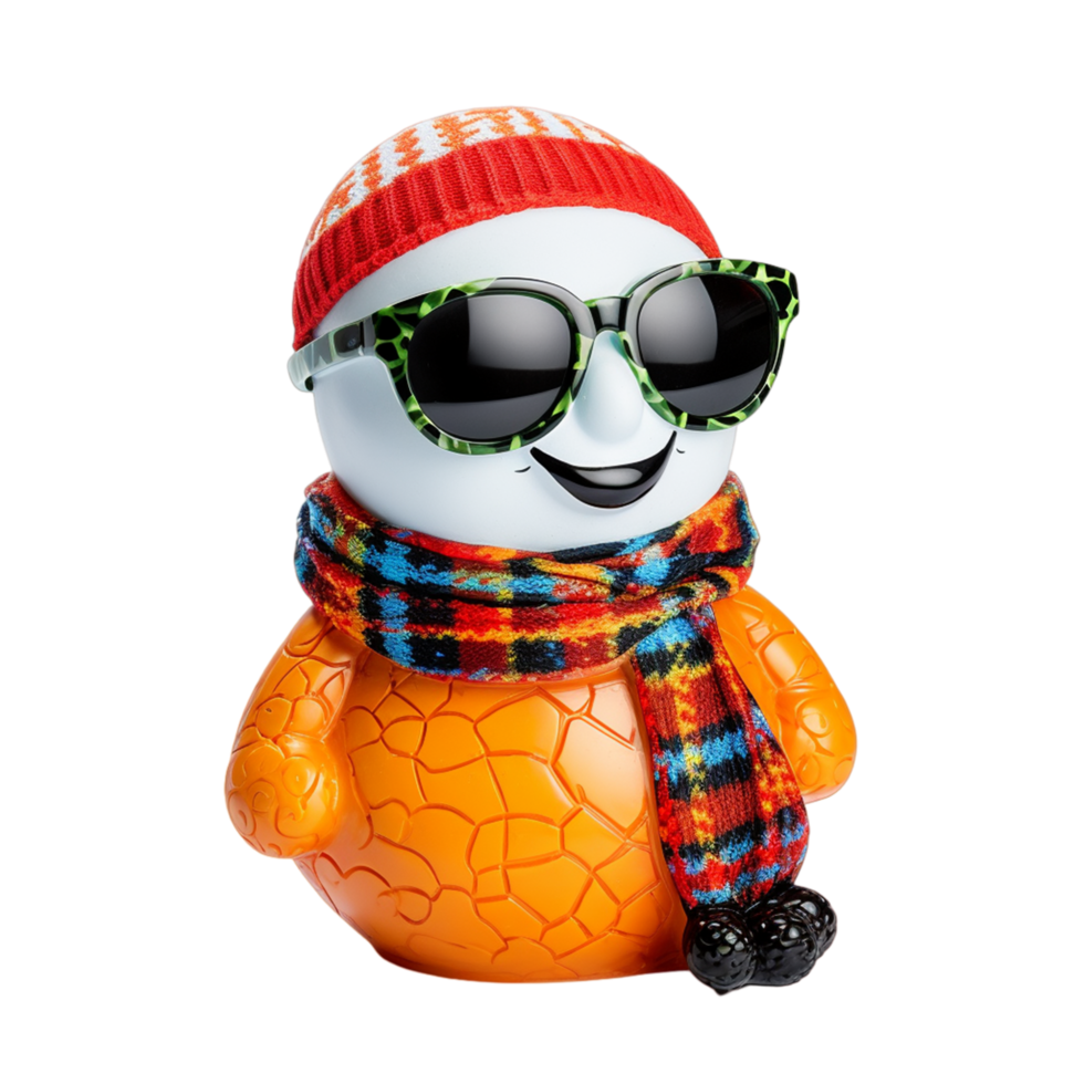 Weihnachten Schneemann mit Sonnenbrille ai generativ png