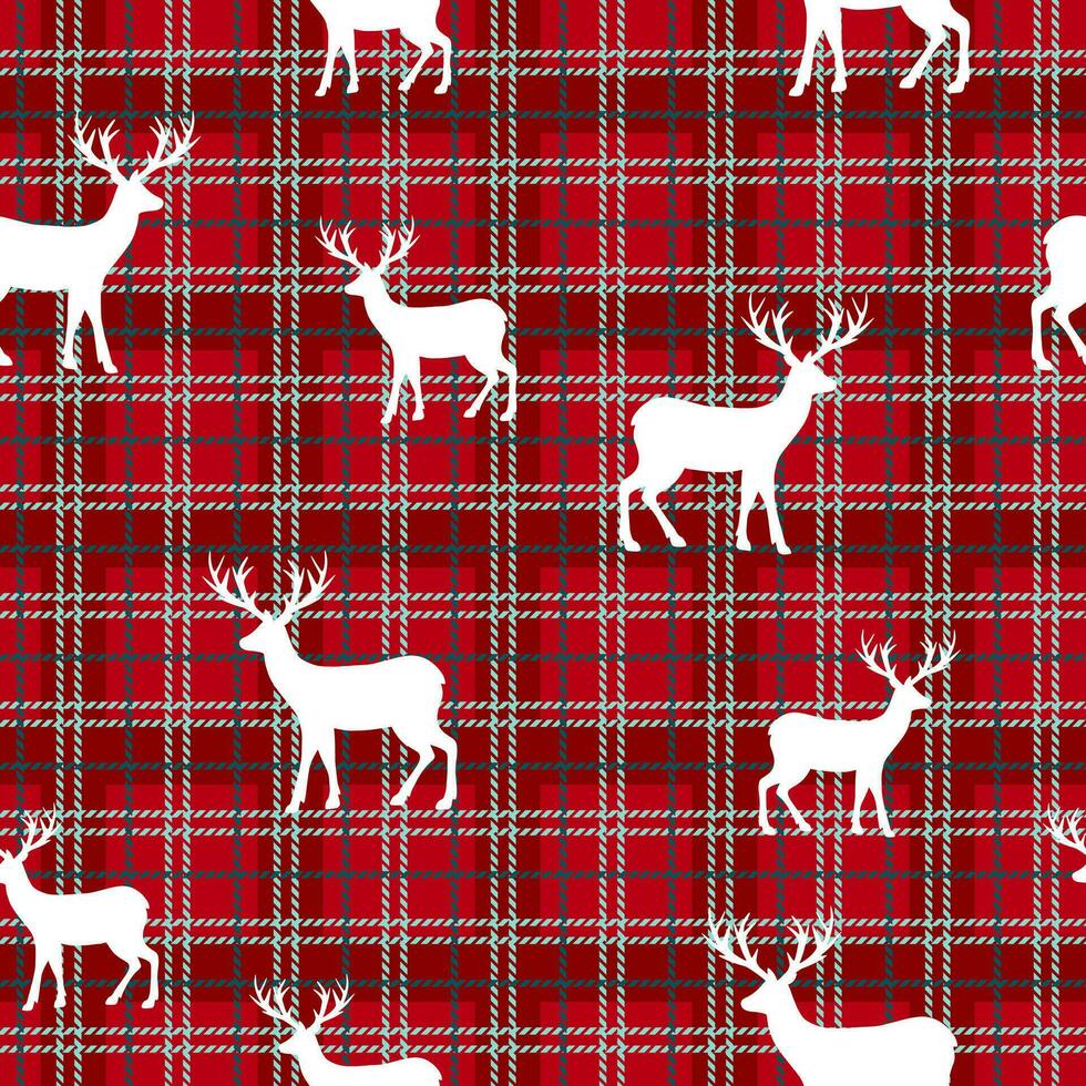 Vector illustrated traditional nordic pattern with deers. Seamless Christmas background