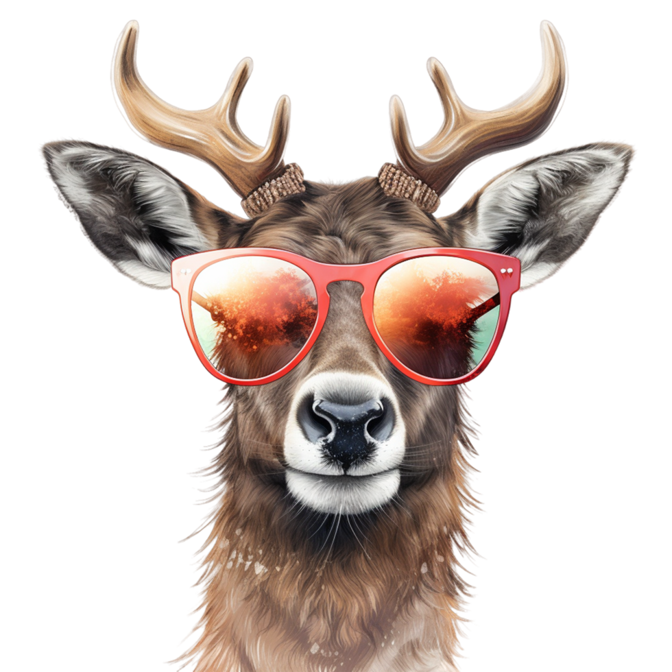 Christmas reindeer with sunglasses ai generative png