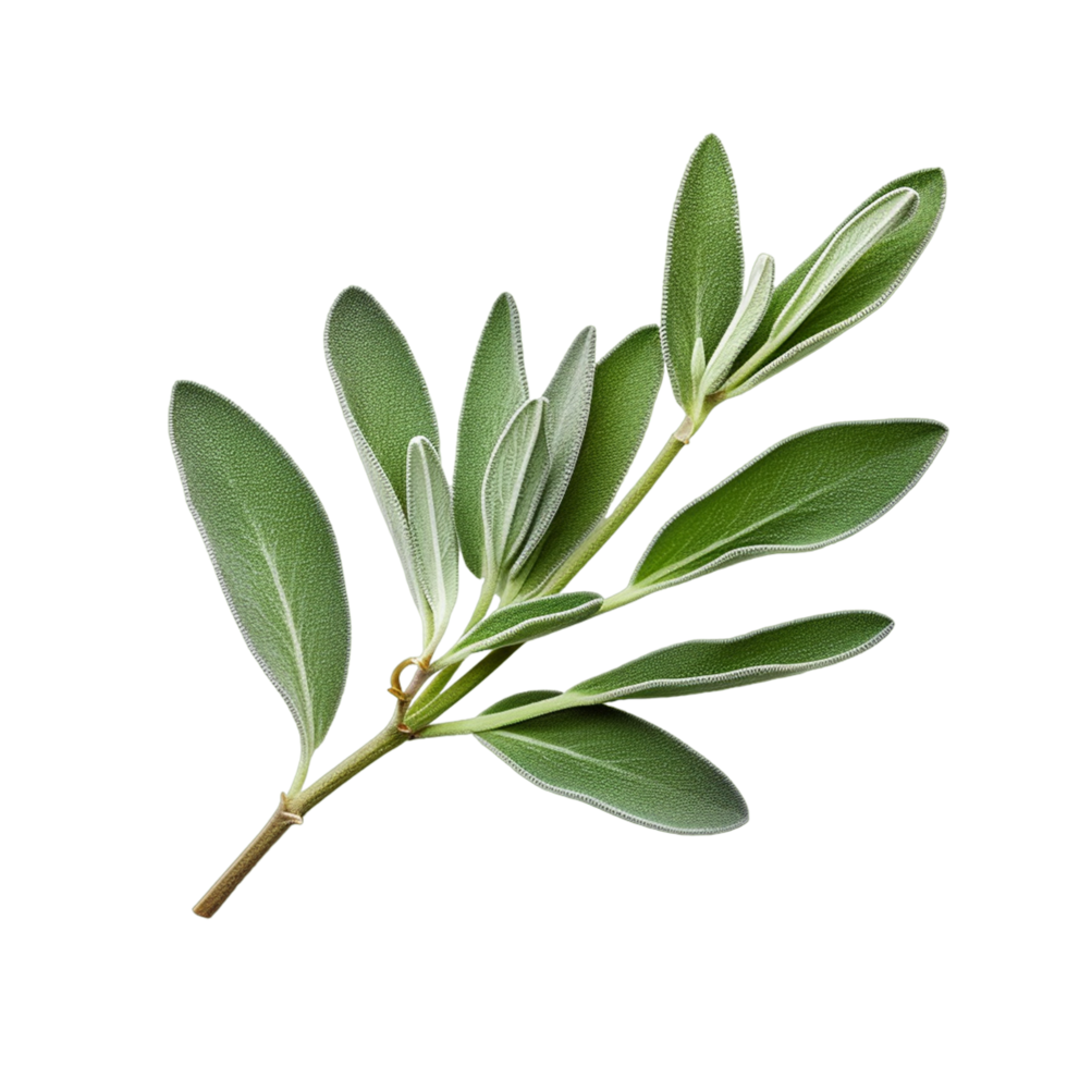 fresh twig of sage with several leaves herb medical plant ai generative png