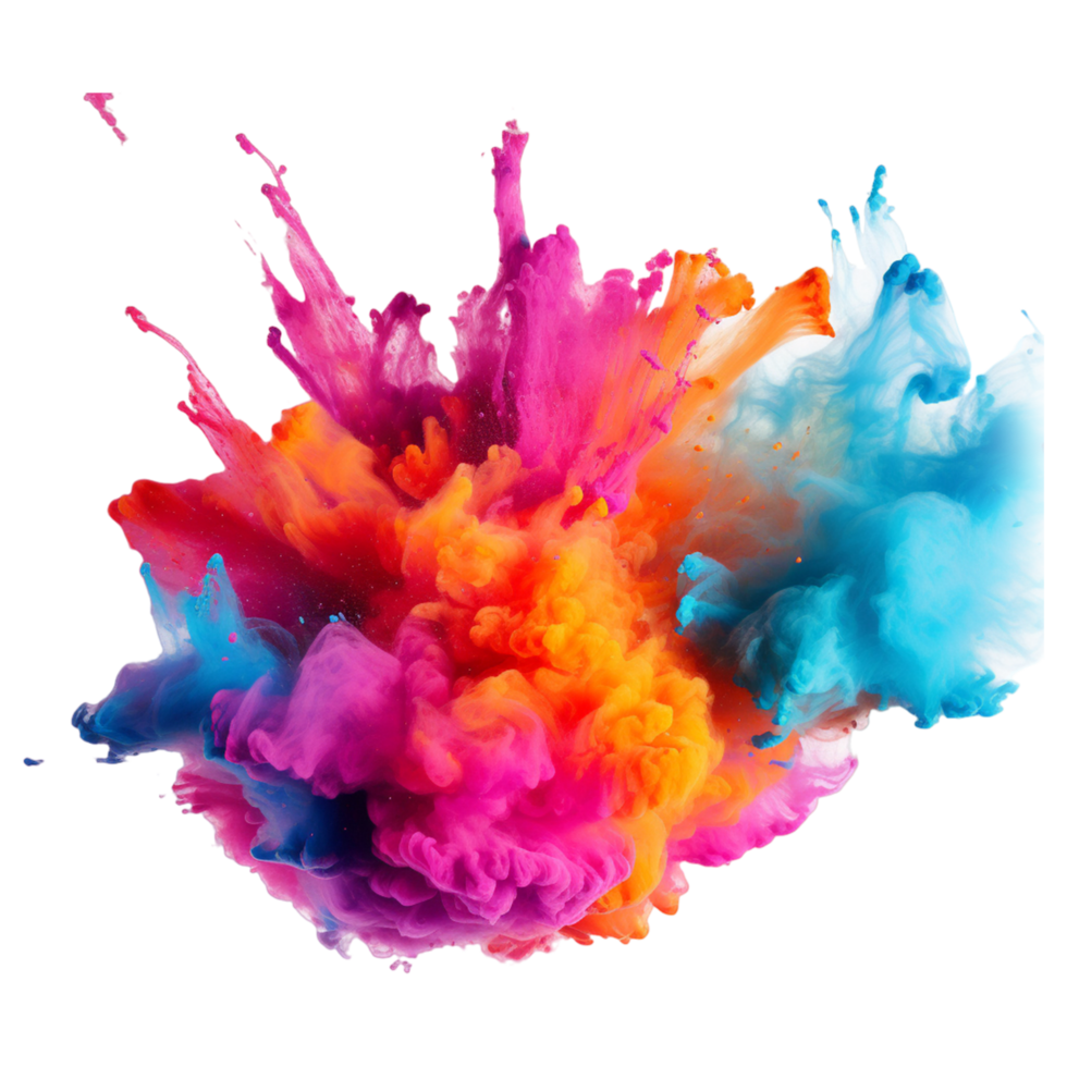 Explosion of colored powder. Close up abstract dust ai generative png
