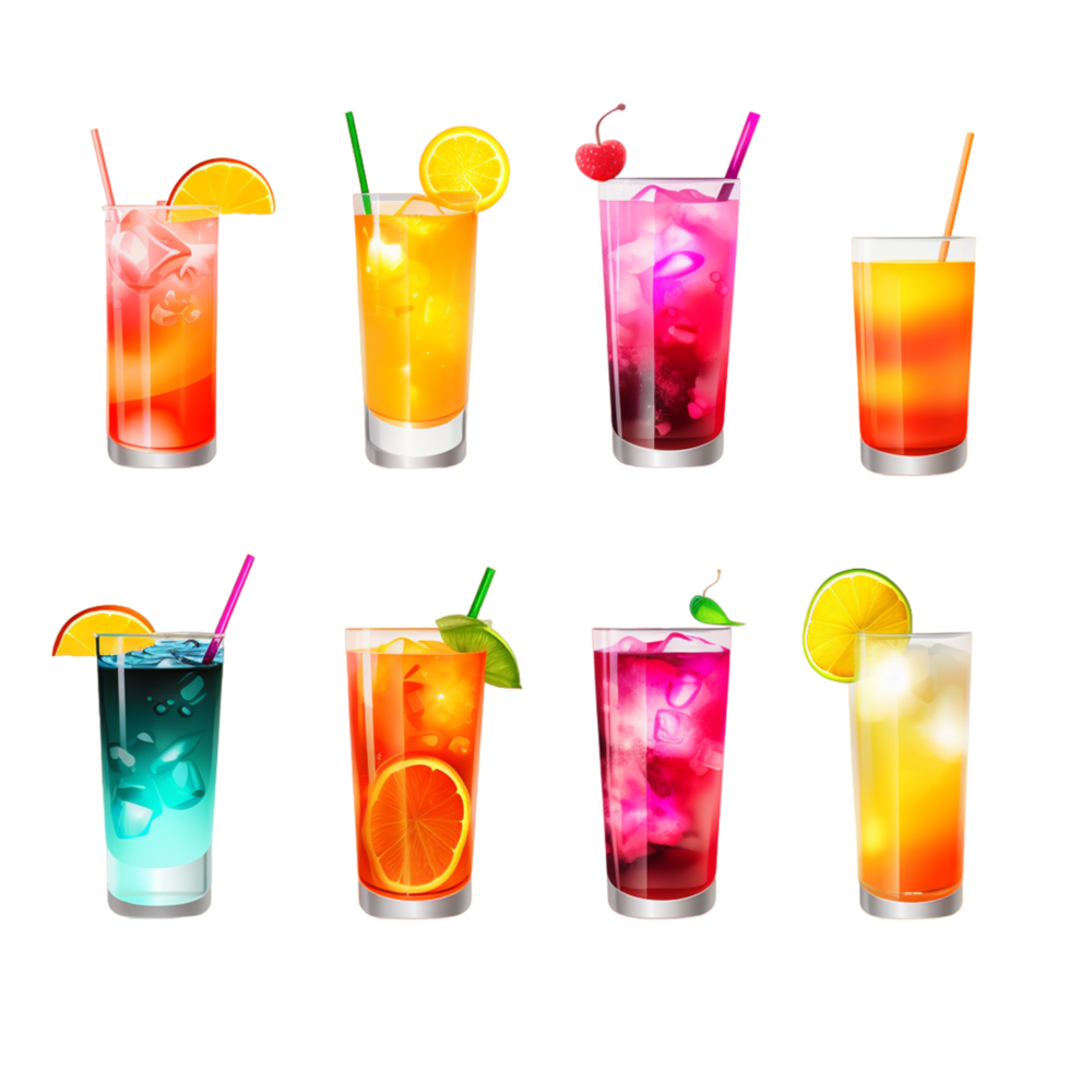 colorato cocktail e lungo bevande ai generativo png