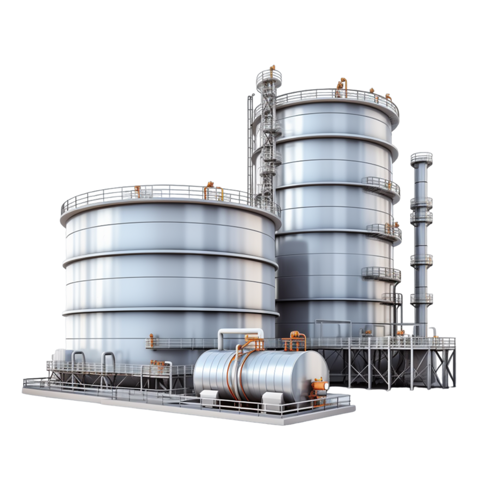 3D Oil and gas industrial Oil refinery plant form indus ai generative png