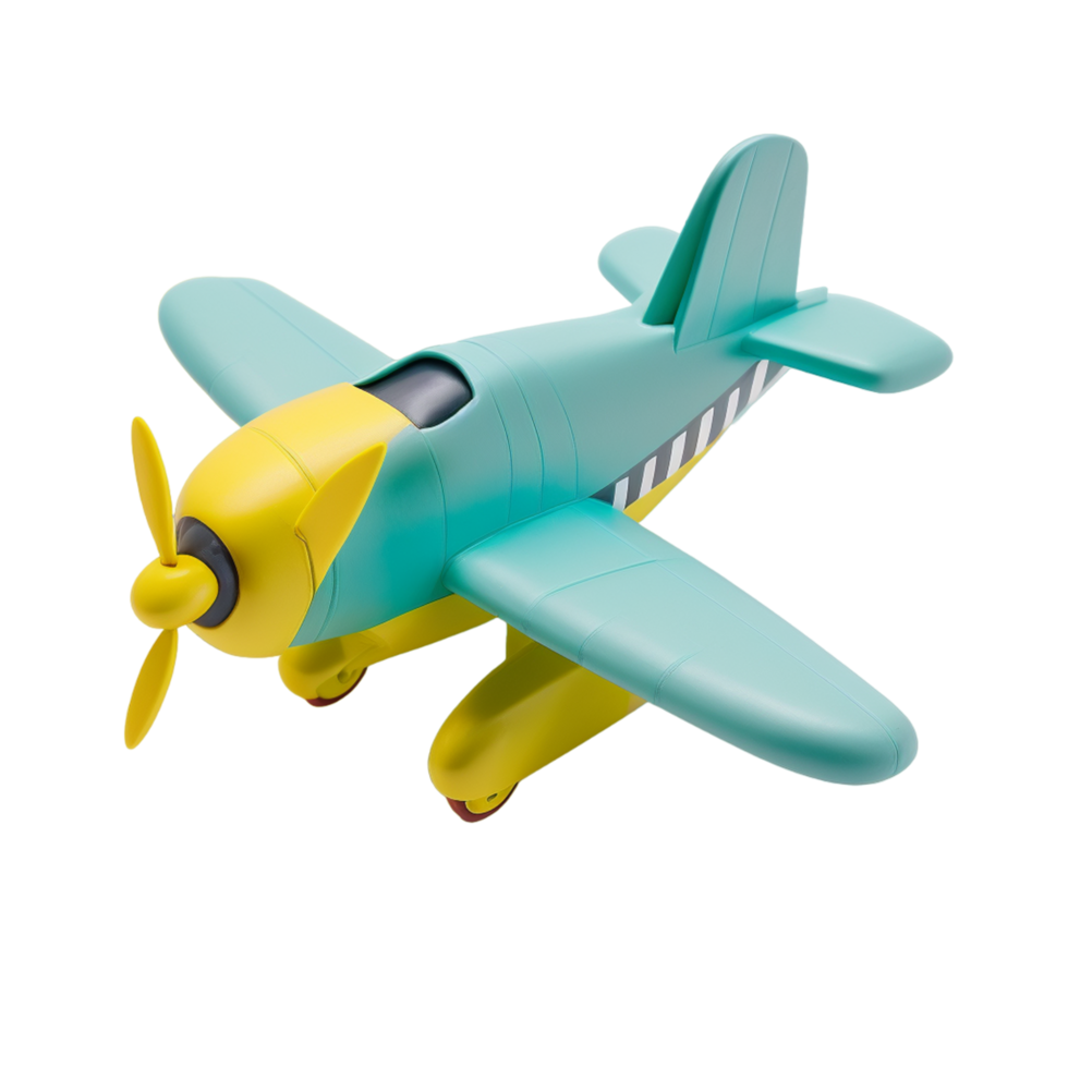 A plastic toy plane in bright colors ai generative png