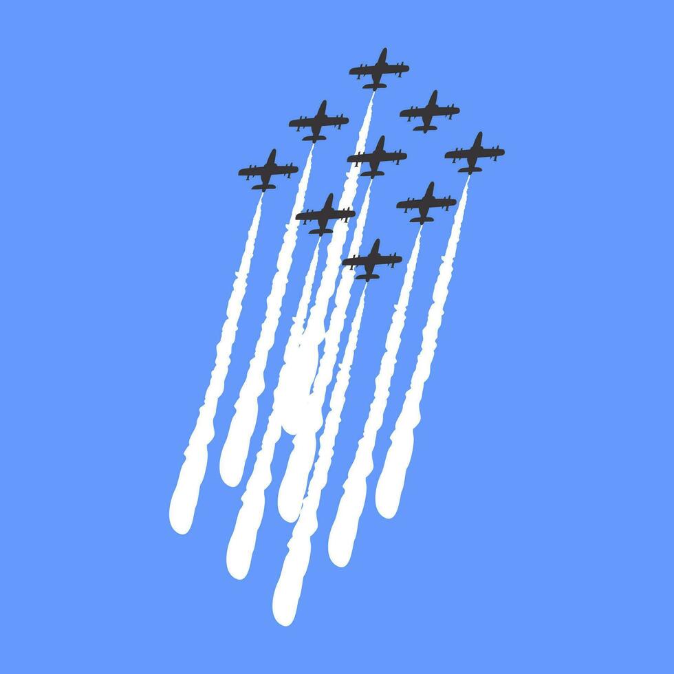 Airplane show formation air show pilot skills vector