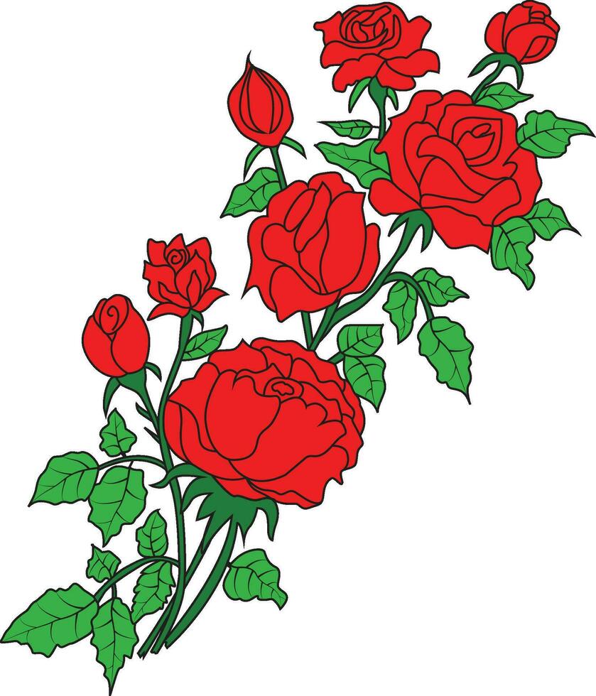 Red rose with tree isolated vector
