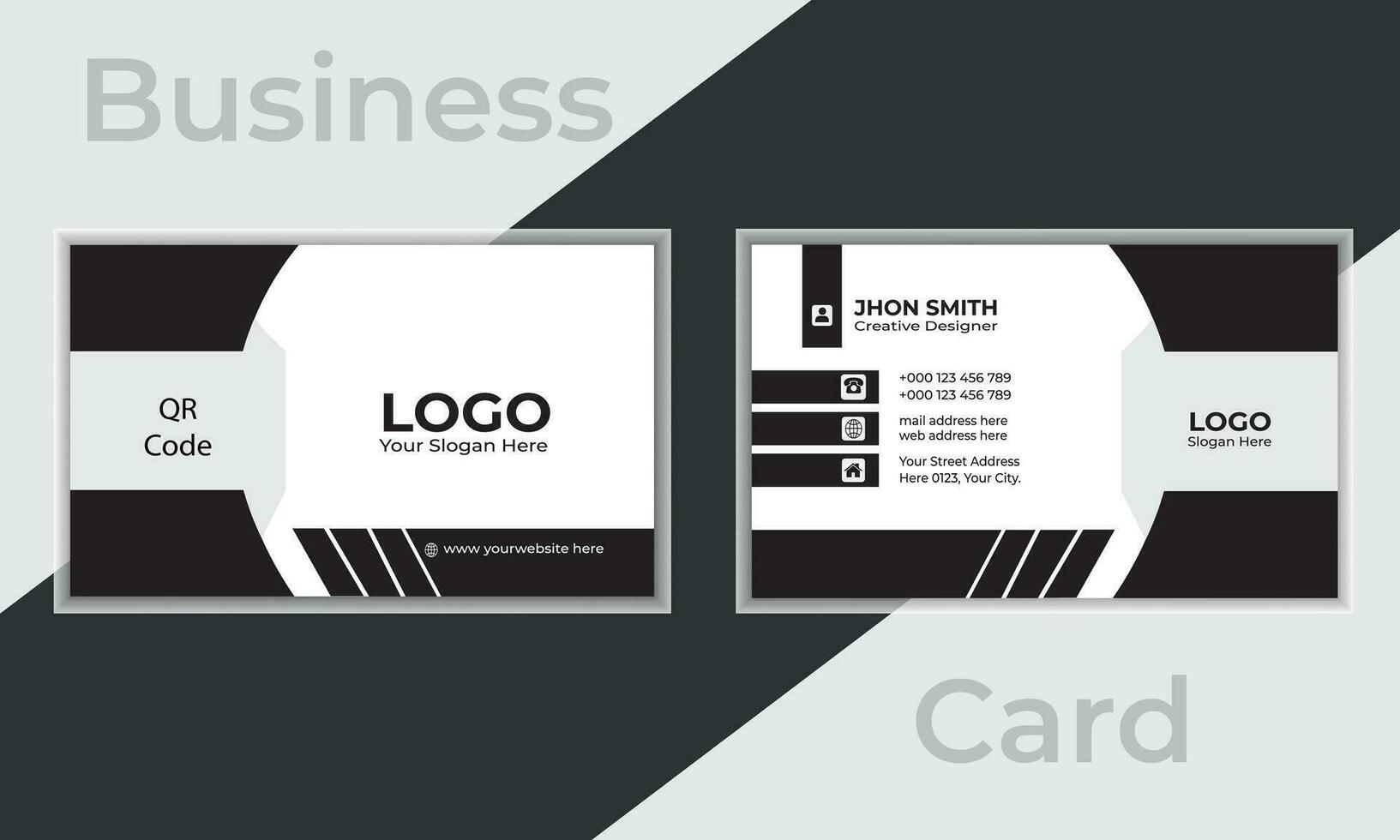 Double-sided creative business card template. Portrait and landscape orientation. Horizontal and vertical layout. vector