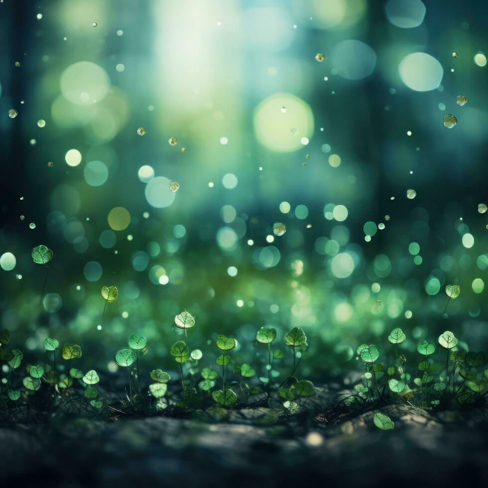 Bokeh lights in shades of green for St. Patricks Day photo