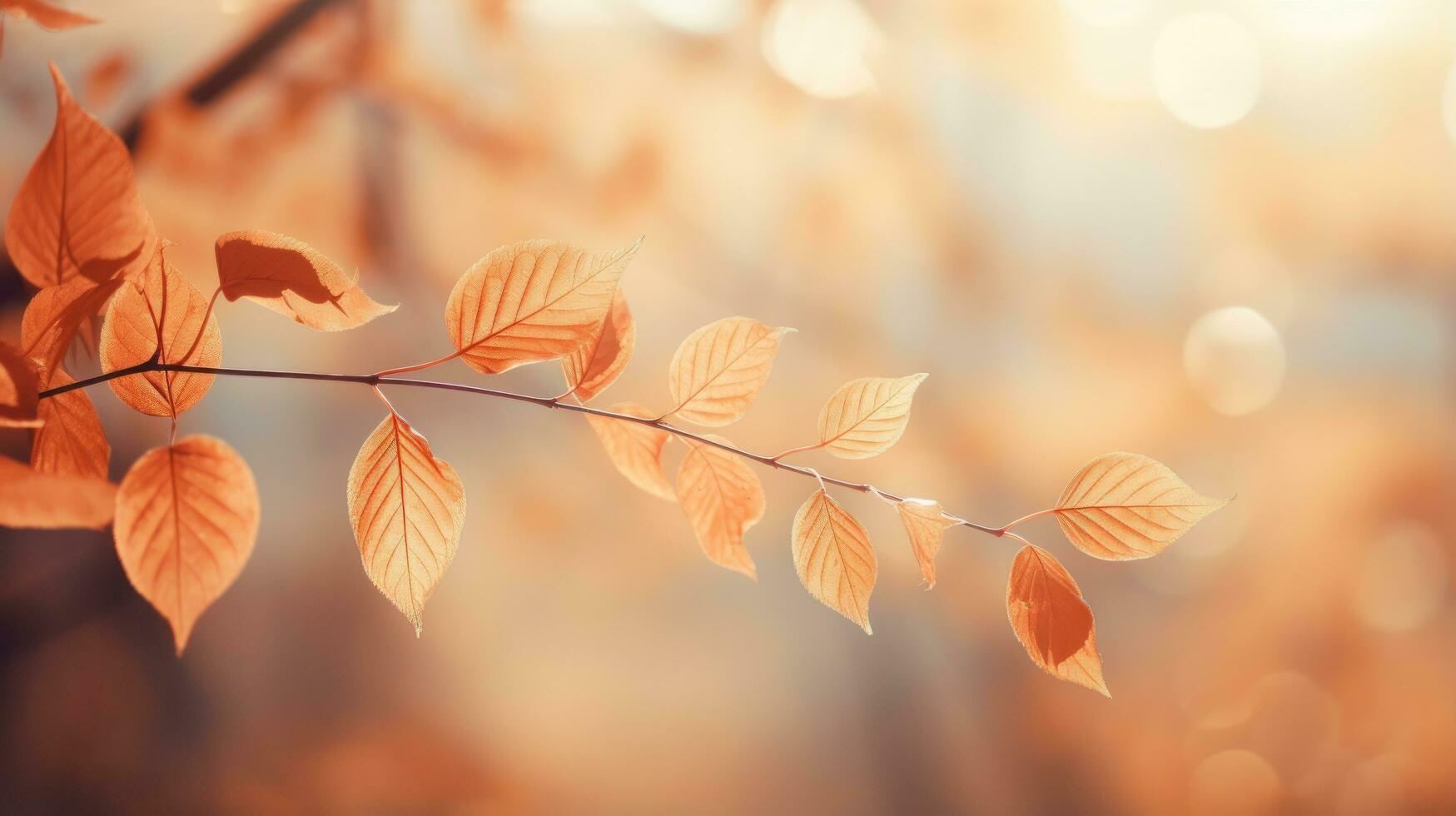 Soft focus autumn leaves in warm hues photo