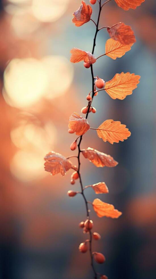 Soft focus autumn leaves in warm hues photo