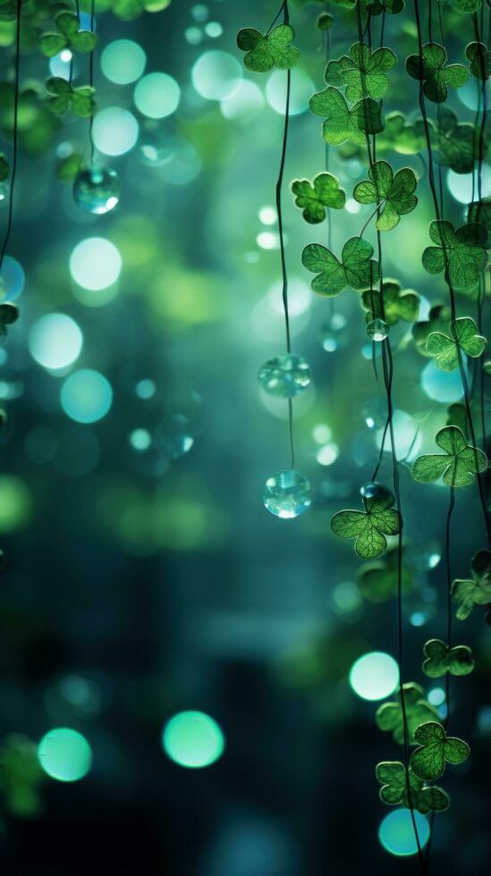 Bokeh lights in shades of green for St. Patricks Day photo