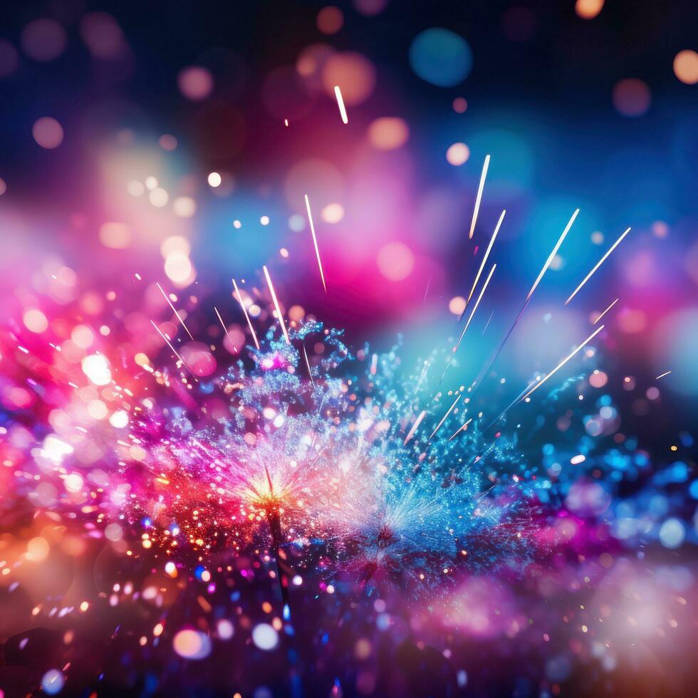 Blurred fireworks in vibrant colors photo