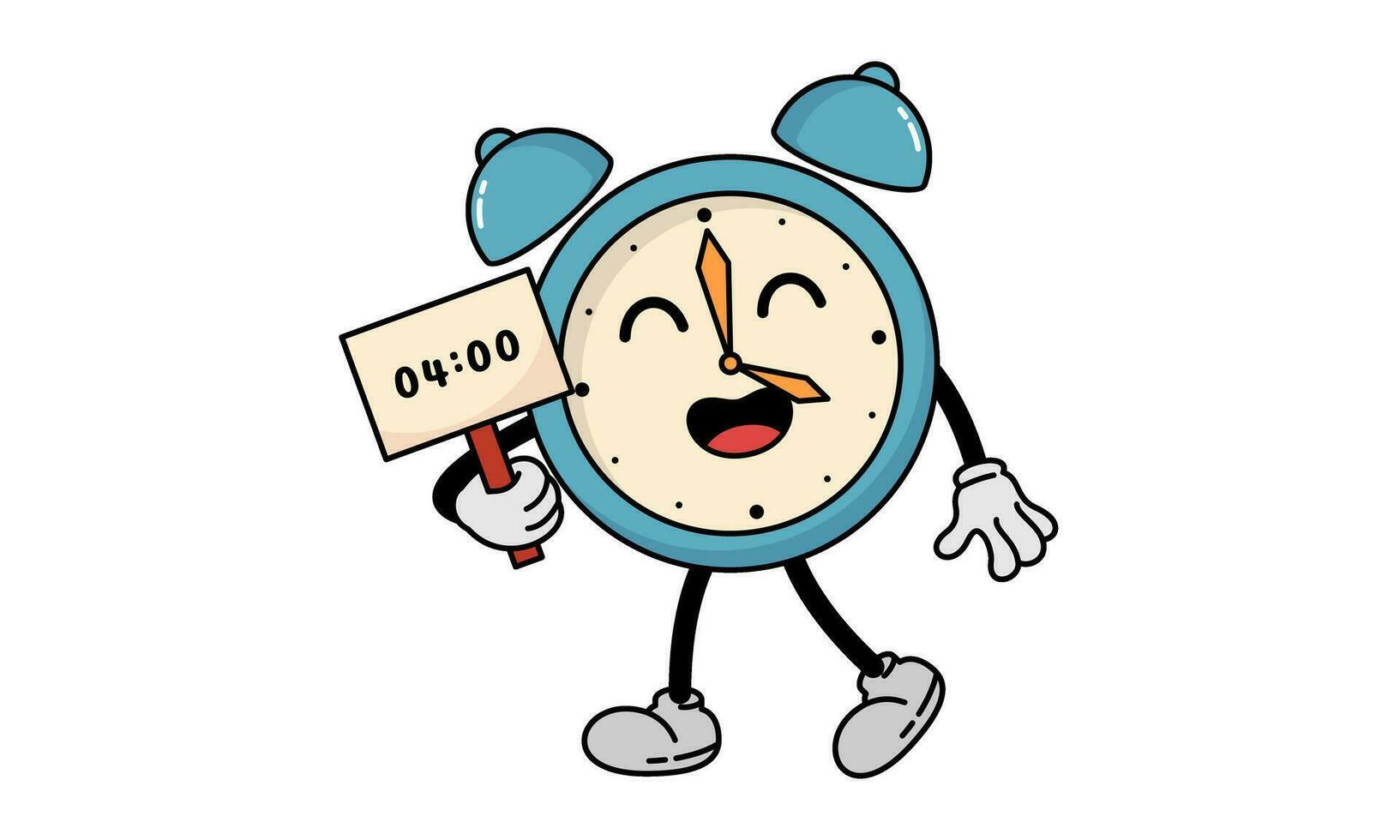 Happy Alarm Clock Character Cartoon Vector Illustration Isolated on White Background