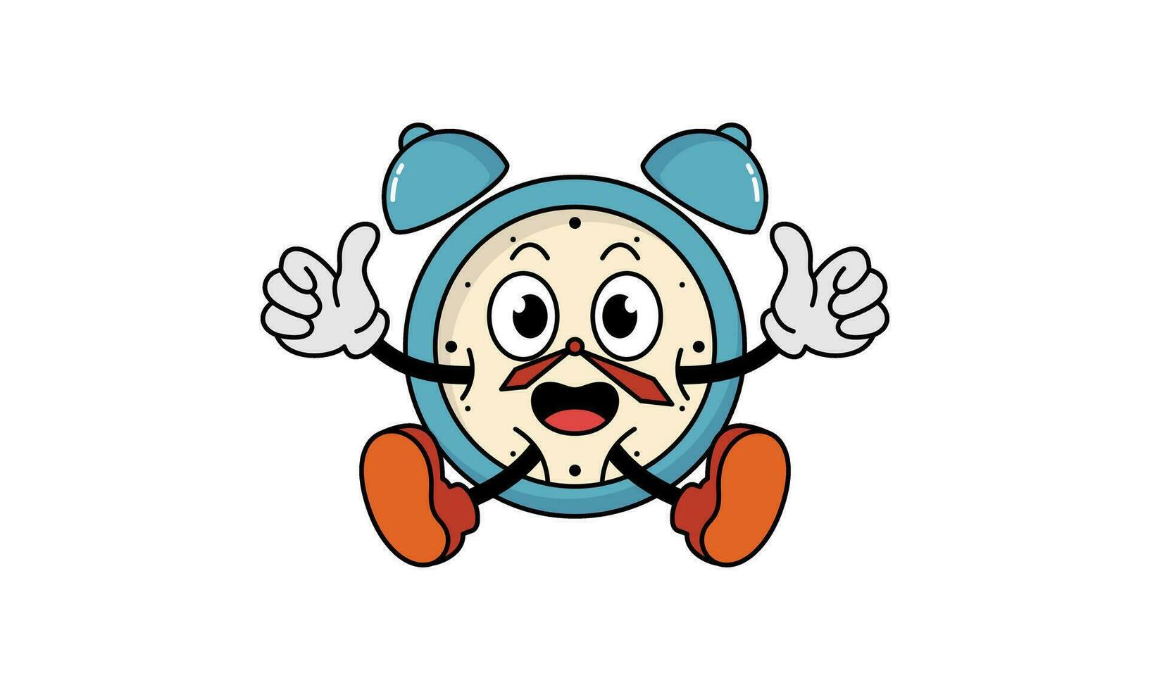 Thumbs Up Alarm Clock Character Cartoon Vector Illustration Isolated on White Background