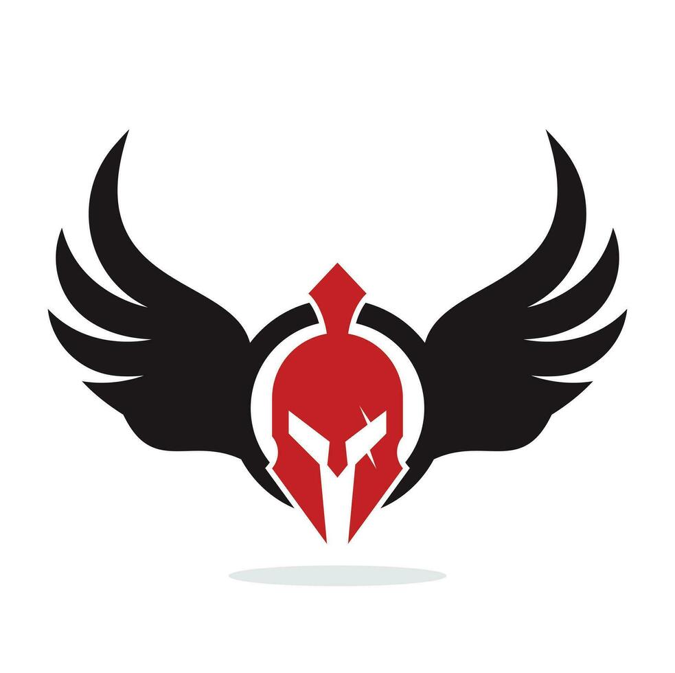 Spartan Warrior Helmet with Wings Emblem Badge Logo design vector
