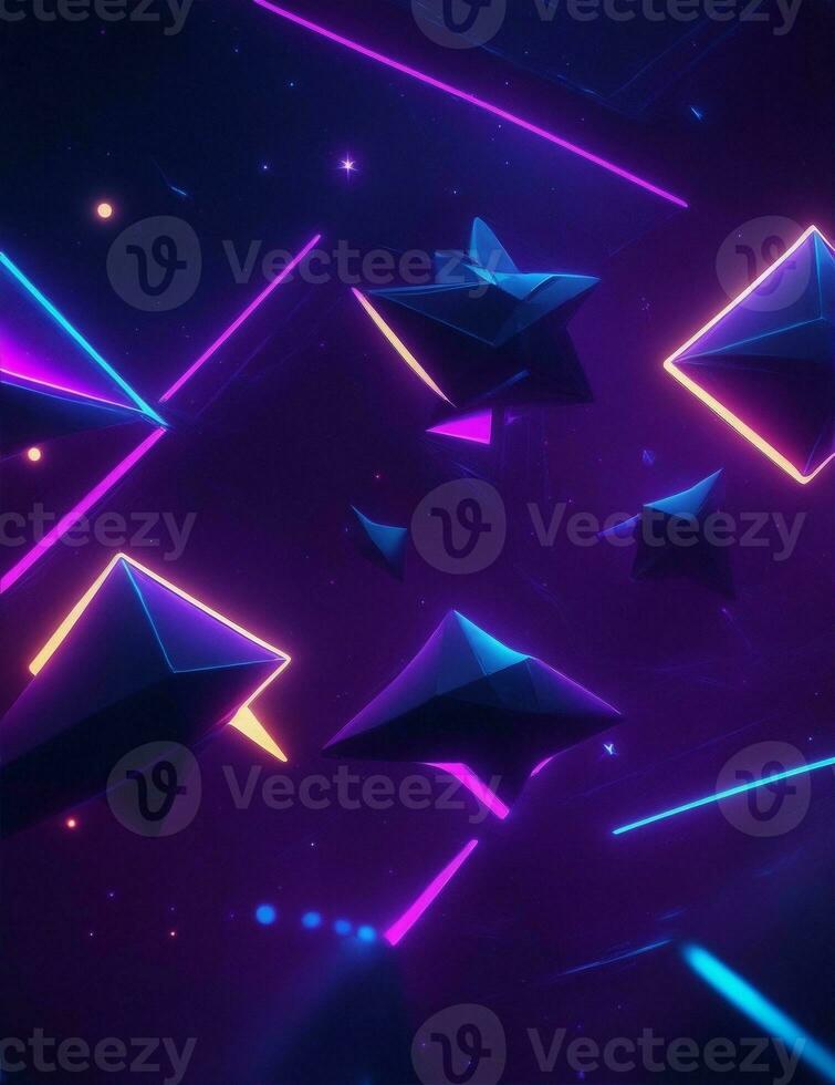 dark neon glowing space with stars illustration photo