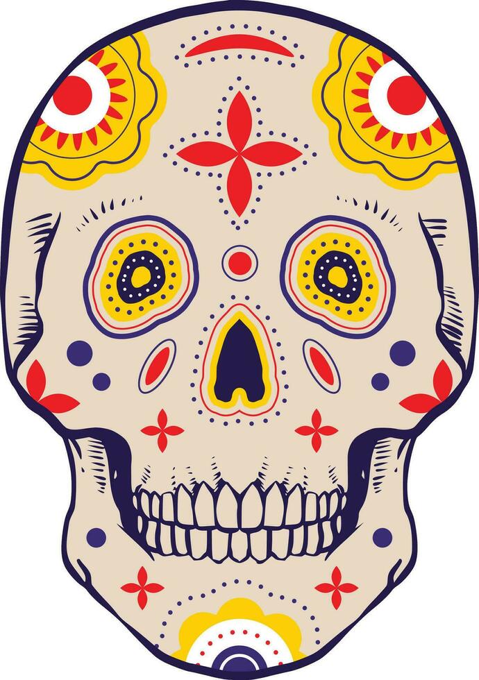 colorful sugar skull, vintage design vector