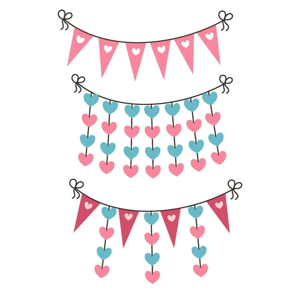 set of colorful hanging flag ribbons vector