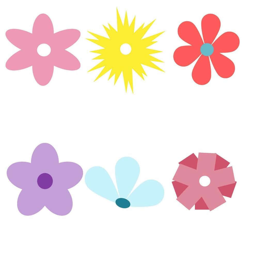 cartoon flower stickers vector