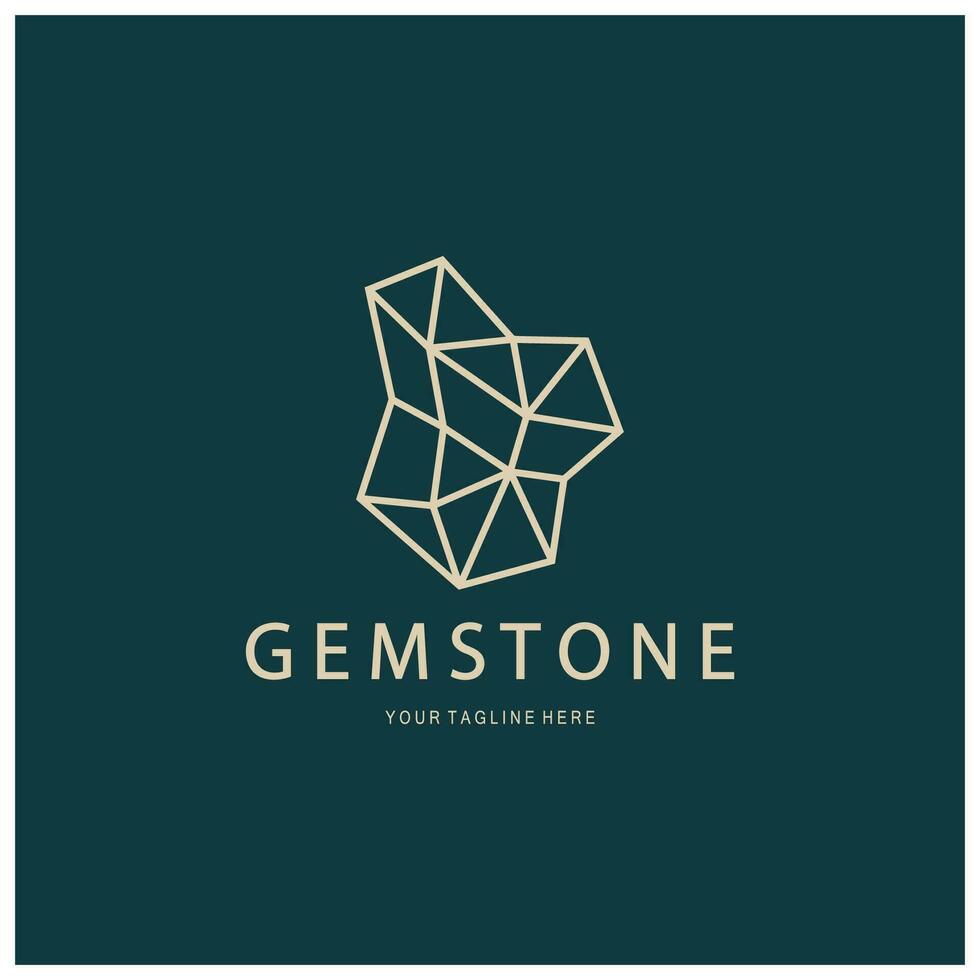 Luxury Polygon Diamond Crystal Line Art,Gem,Gemstone Emerald,Jade,Diamond, Gold, and Precious Jewelry Logo Design vector