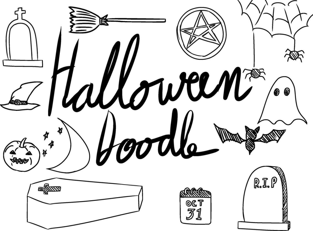Halloween doodle line drawing vector