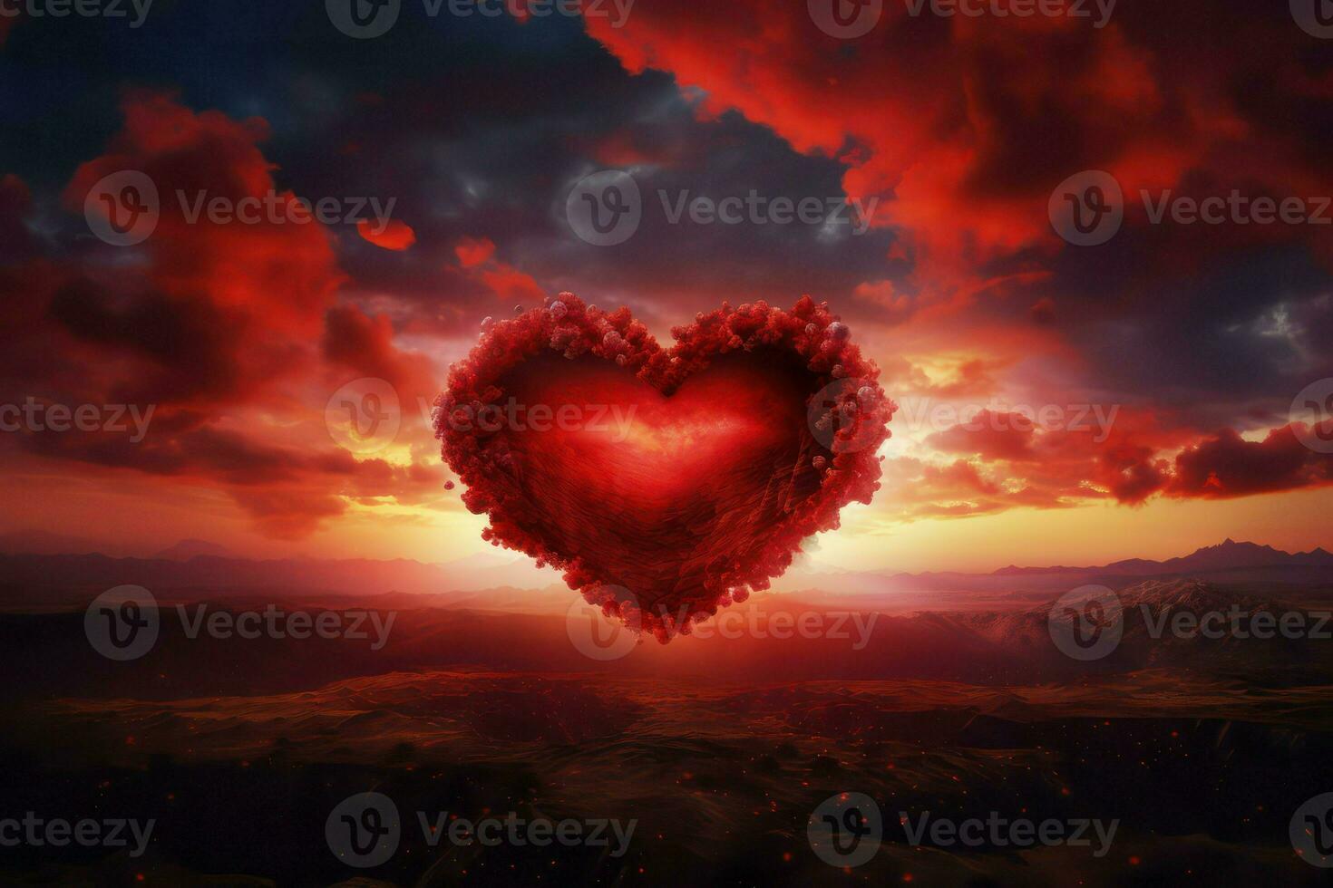 Red heart in the sky photo