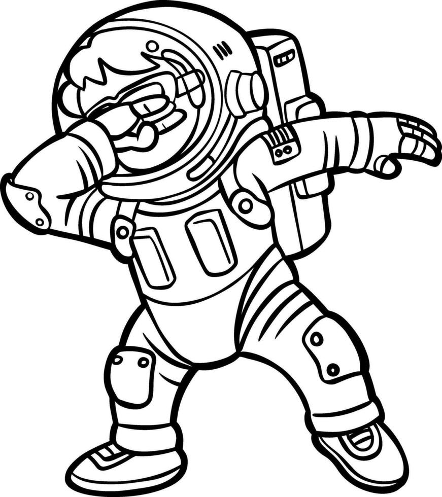 funny astronaut dabbing dance vector
