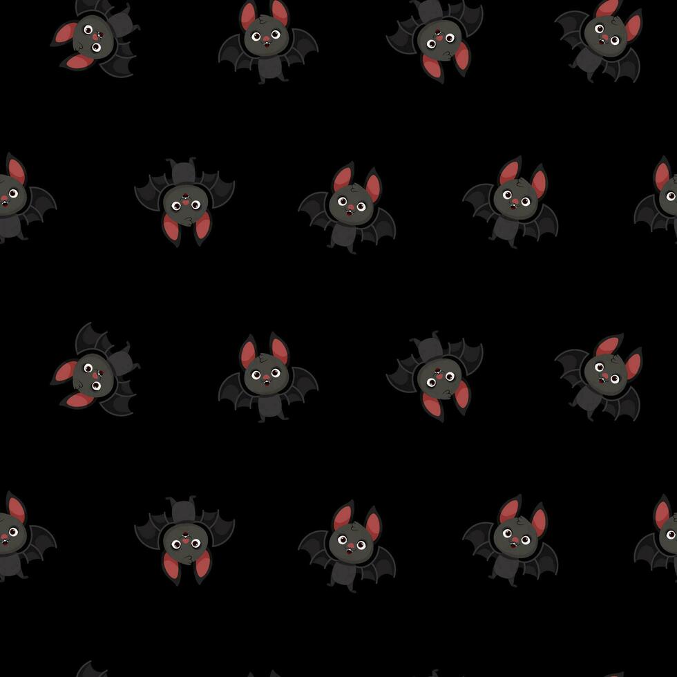 Black seamless pattern of cute bats vector