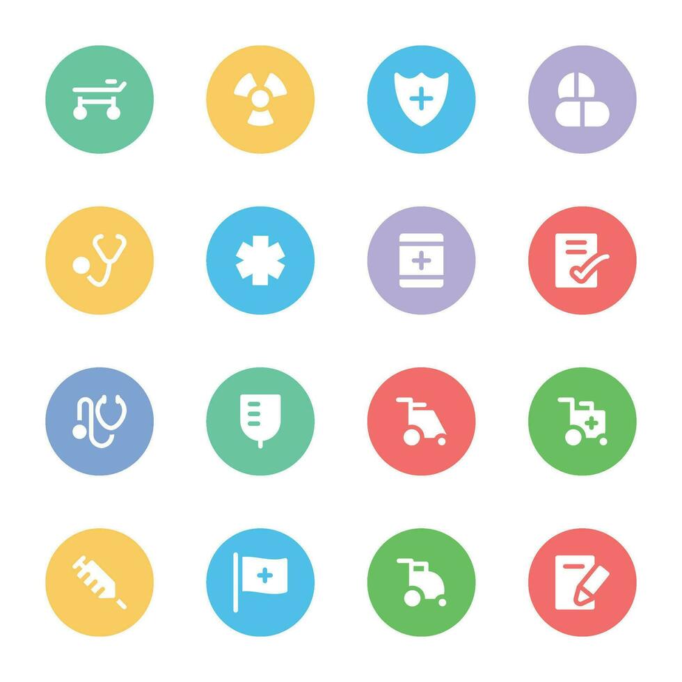 Set of Medical and Health Science Flat Icons vector