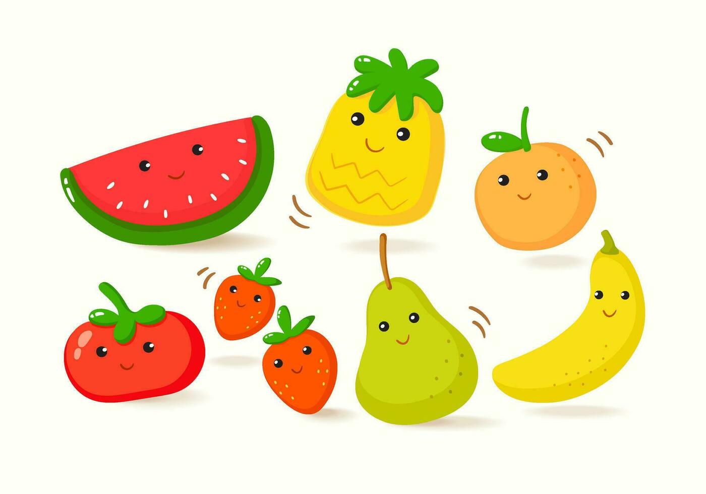 Vector kawaii fruits character collection