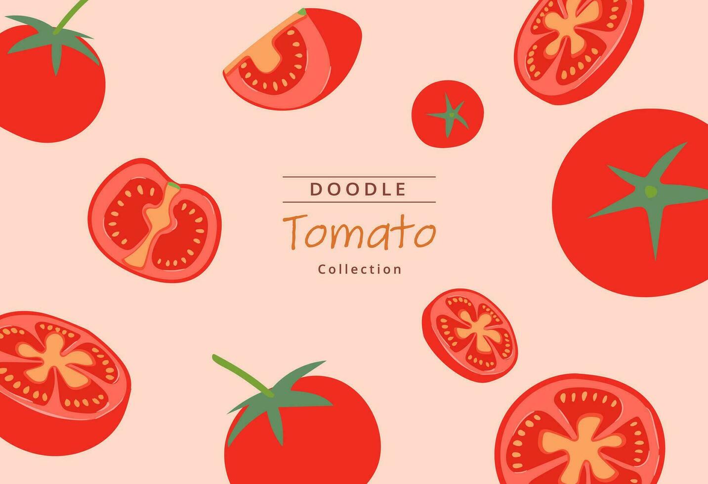 vector acerca de mano dibujado tomate colección