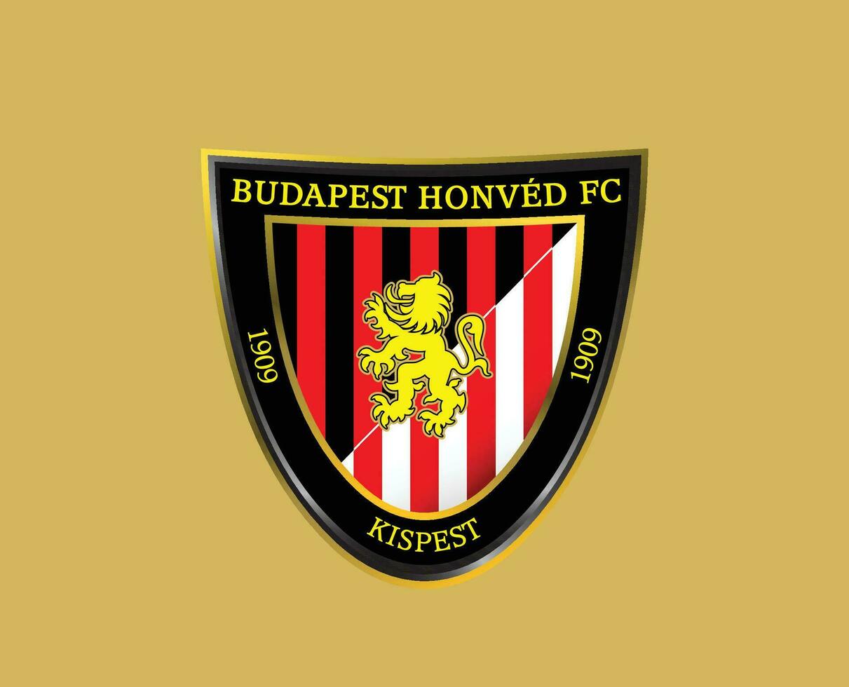 Budapest Honved FC Club Symbol Logo Hungary League Football Abstract Design Vector Illustration With Brown Background